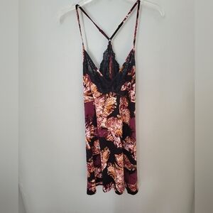 Linea Donatella rimmed Butterfly Chemise Black Purple‎ Large Lingerie